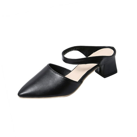 Miluxas Pumps for Women Pointed Toe Chunky Heels Comfortable Block Heel Plus Size Work Dress Pump Shoes Black 6.5(38)