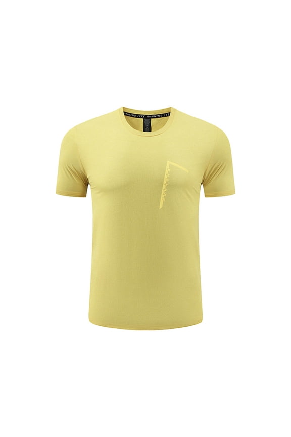Quick Dry Athletic T-Shirts for Men, Athletic Short Sleeve Moisture Wicking Tee for Running,Training Yellow L(L)