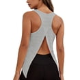 thumbnail image 1 of Miluxas Racerback Workout Tank Tops for Women Split Open Back Athletic Sports T Shirts Sleeveless V Neck Tunic Tank Tops for Gym Yoga Running Gray, 1 of 7