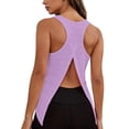 thumbnail image 1 of Miluxas Racerback Workout Tank Tops for Women Split Open Back Athletic Sports T Shirts Sleeveless V Neck Tunic Tank Tops for Gym Yoga Running Purple, 1 of 7