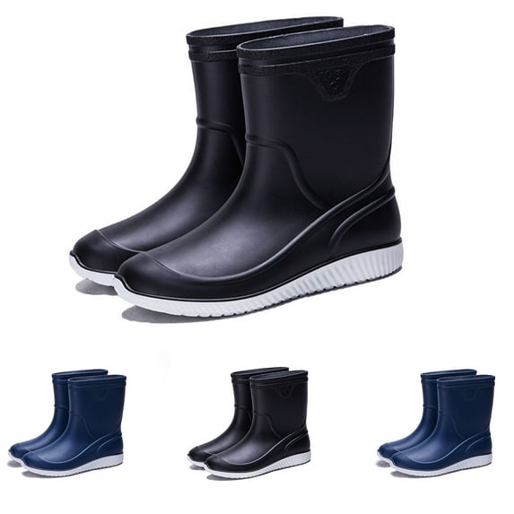 Miluxas Rain Boots for Men Waterproof Fashionable Rubber Boots Non-slip Outdoor Garden Boots Mid Calf Muck Work Shoes Comfort Lightweight Rainboots for Fishing Climbing Blue 9(44)