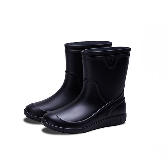 Miluxas Rain Boots for Men Waterproof Fashionable Rubber Boots Non-slip Outdoor Garden Boots Mid Calf Muck Work Shoes Comfort Lightweight Rainboots for Fishing Climbing Black 6(39)