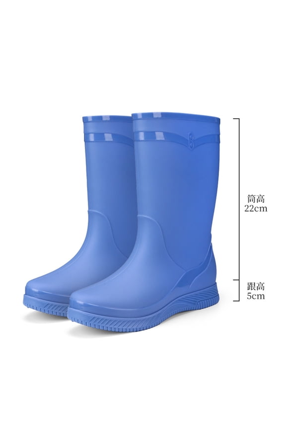 Rain Boots Women Women's Mid Calf Rain Boot Waterproof Garden Shoes Fashion Rubber Boot Anti-Slipping Rainboots Blue 7(39)