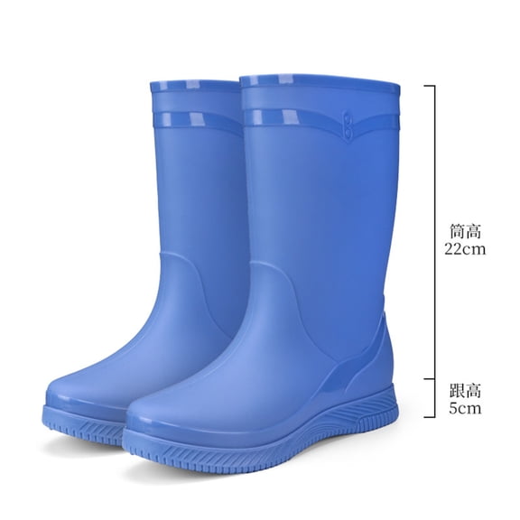 Miluxas Rain Boots Women Women's Mid Calf Rain Boot Waterproof Garden Shoes Fashion Rubber Boot Anti-Slipping Rainboots Blue 7.5(40)