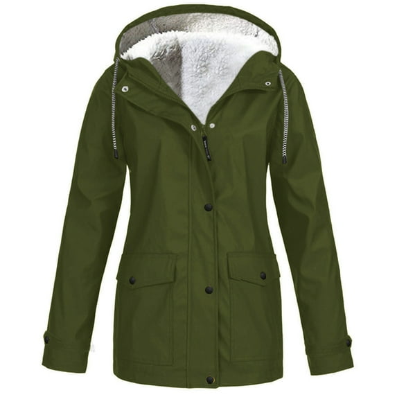 Miluxas Rain Coats for Women Waterproof with Hood Lightweight Casual Anorak Travel Hiking Jackets with Pockets Army Green 6(M)