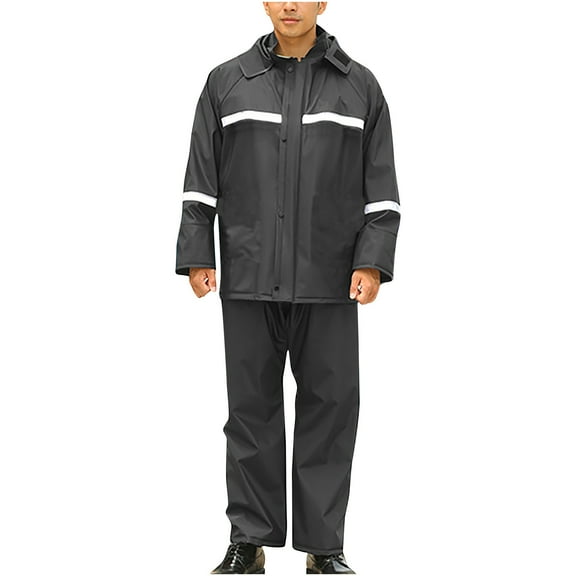Miluxas Rain Suit Waterproof Jacket and Trouser Suit Raincoat for Men and Women Outdoor All-Sport Breathable Anti-storm Black