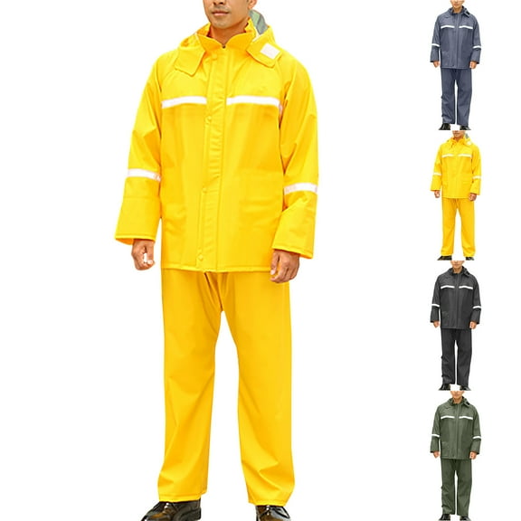 Miluxas Rain Suit Waterproof Jacket and Trouser Suit Raincoat for Men and Women Outdoor All-Sport Breathable Anti-storm Yellow