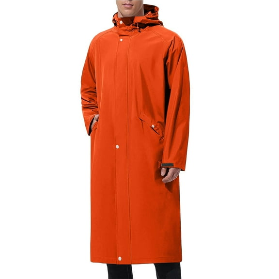 Miluxas Raincoats for Adults Reusable, Rain Ponchos Lightweight Rain Coat Waterproof Rain Gear for Men and Women Orange XL(XL)