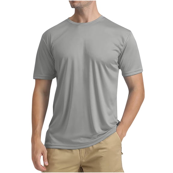 Miluxas Rash Guard for Men Sun Protection Swim Shirts Short Sleeve Quick Dry Lightweight Fishing Running Water Shirts