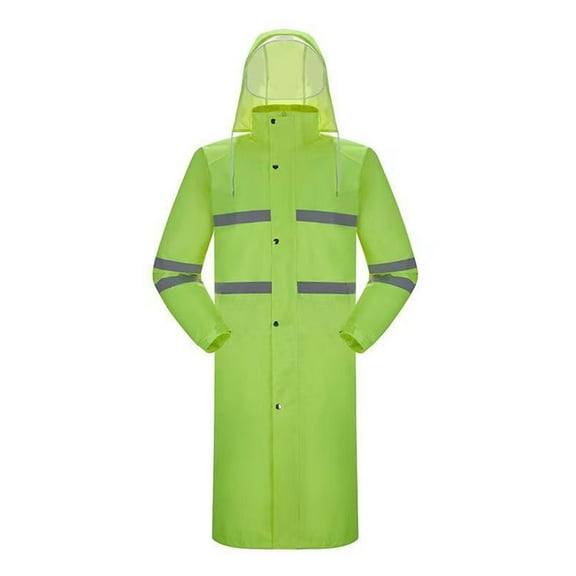 Miluxas Reflective Rain Coat, Waterproof Hi Vis Safety Rain Jacket, Heavy Duty ANSI Class 3 High Visibility Trench Coat Green