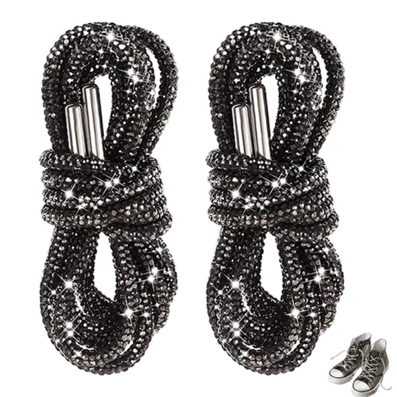 Miluxas Rhinestone Shoe Laces Crystal Bling Shoe Laces Rope String for Sneakers Hoodie Sweatpants Boots Bags Accessories Black 100(100)