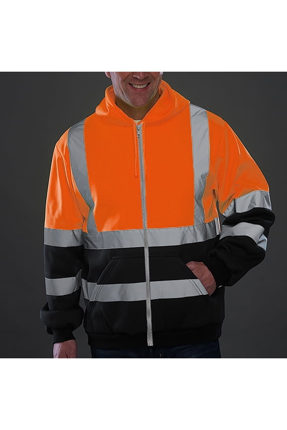 Safety Jacket for Men Women Waterproof Reflective High Visibility Jacket Hi Vis Winter Bomber Jacket Hivisble Jacket Construction Work Jacket for Men with Pockets Orange 12(XXXL)