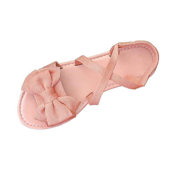 Miluxas Sandals for Women Bow Knot Flat Shoes Summer Open Toe Bohemia Comfortable Casual Bowknot Dressy Beach Flats Sandals Pink 7.5(40)
