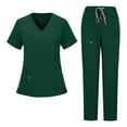 thumbnail image 1 of Miluxas Scrubs for Women Set Modern V-Neck Top & Jogger Pants Athletic Nursing Uniform Solid Stretch Workwear Army Green XL(XL), 1 of 4