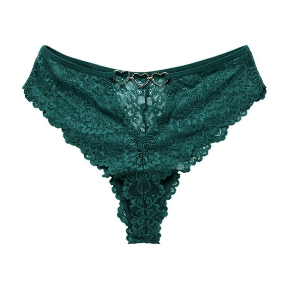 Miluxas Seamless Thongs for Women Underwear V-shape Waistband Lace Panties T-back Tangas for Ladies Green 10(XL)