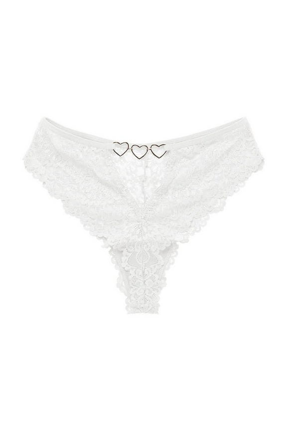 Seamless Thongs for Women Underwear V-shape Waistband Lace Panties T-back Tangas for Ladies White 8(L)