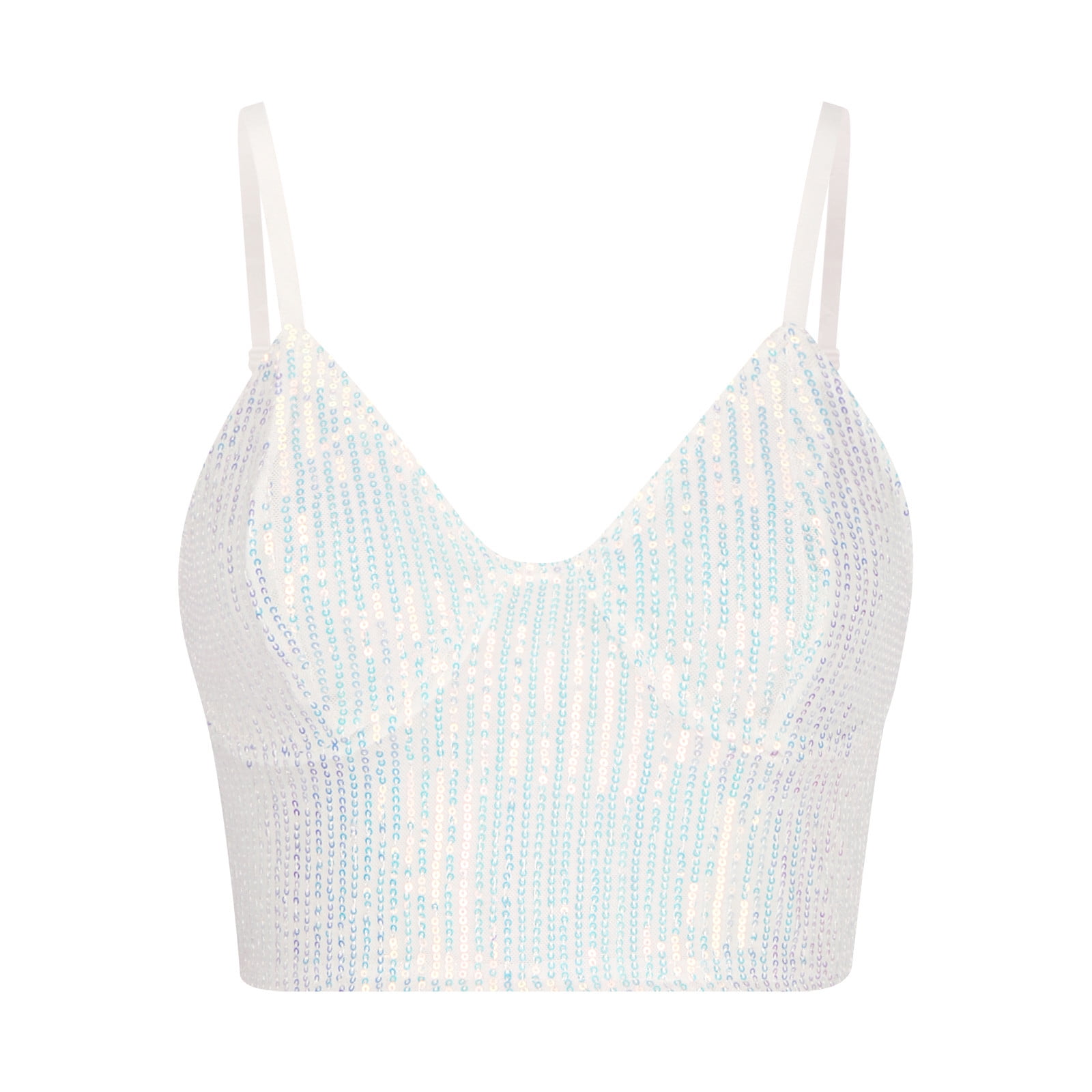 Miluxas Sequin Cami Top for Women's Spaghetti Strap Club Party Crop Tank  Tops Clearance White 2(XS) - Walmart.com