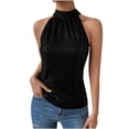thumbnail image 1 of Miluxas Sequin Halter Tops for Women Sleeveless Sparkly Shiny Tank Tops Ruched Flowy Sparkly Club Outfits Party Shirt Black M(M), 1 of 9