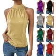 thumbnail image 1 of Miluxas Sequin Halter Tops for Women Sleeveless Sparkly Shiny Tank Tops Ruched Flowy Sparkly Club Outfits Party Shirt Yellow XL(XL), 1 of 9