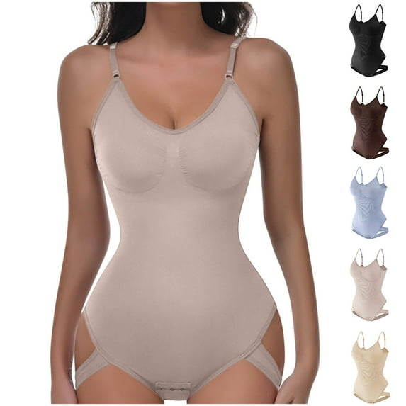 Miluxas Shapewear Bodysuits for Women , Tummy Control Body Shaper Seamless Sculpting Body Suit Snatched Waist Light Blue XL(XL)