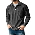 thumbnail image 1 of Miluxas Shirt for Men Pullover Long Sleeve Shirt Casual Work Collared Shirt with Pocket Half Button Up Top Black, 1 of 5
