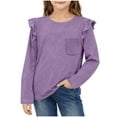 thumbnail image 1 of Miluxas Shirts for Girls Long Sleeve Casual Loose Fit Tunic Tops Solid Blouses Purple 14-15 Years, 1 of 6