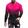thumbnail image 1 of Miluxas Shirts for Men Long Sleeve Casual Loose Gradient Color Print Crewneck Sweatshirt Lightweight Gym Workout Pullover Top Hot Pink, 1 of 4