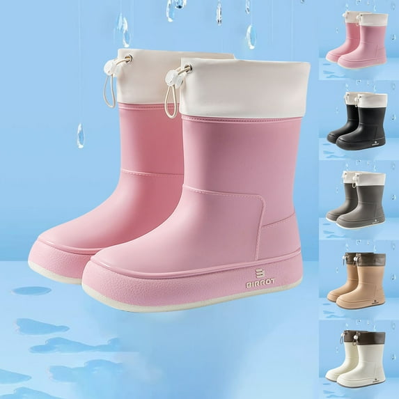 Miluxas Short Rain Boots Women Fashion Waterproof Boots for Women Light Outdoor Garden Shoes Ankle Boots for Ladies Non Slip Work Boots White 8(41)