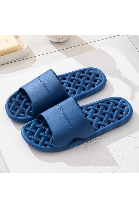 Shower Shoes with Drain Holes Massage Granules for Women Men Gym Shower Slippers Slides Quick Drying Bathroom Beach Sandals Lightweight Non-Slip Dark Blue 10-10.5(44)