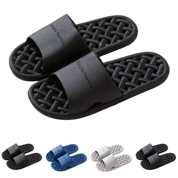 Miluxas Shower Shoes with Drain Holes Massage Granules for Women Men Gym Shower Slippers Slides Quick Drying Bathroom Beach Sandals Lightweight Non-Slip Gray 10-10.5(44)