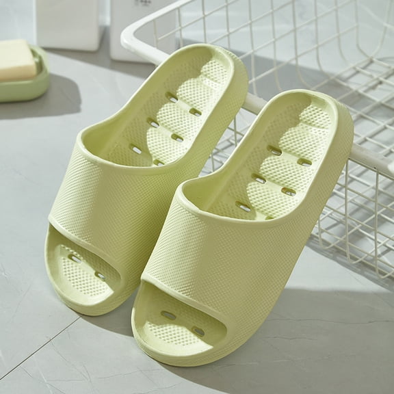 Miluxas Shower Shoes for Women Massage Slide Sandals Soft Cushioned Anti-Slip Pool Slides Comfort Quick Drying with Drain Holes Bathroom Slippers Green 7.5-8.5(40)
