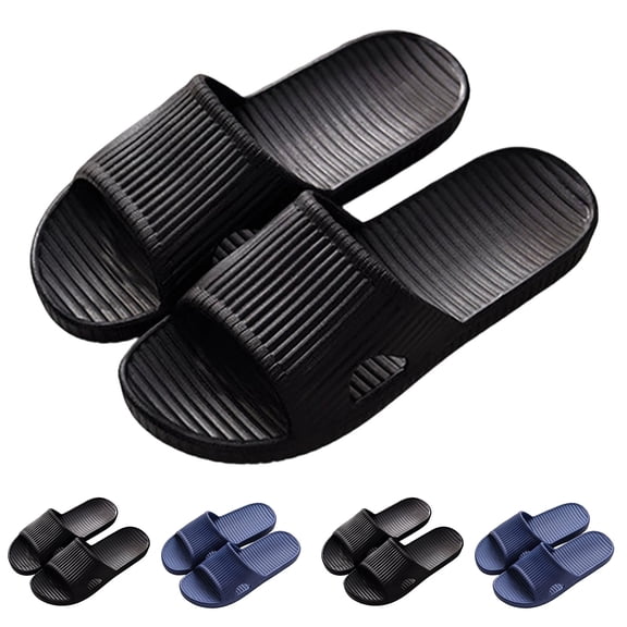 Miluxas Shower Slippers for Women Men, Quick Drying Lightweight Non Slip Open-toe Travel Breathable Shoes Slide Slippers for Bathroom,House Slipper,Outdoor Dark Blue 10-10.5(44)