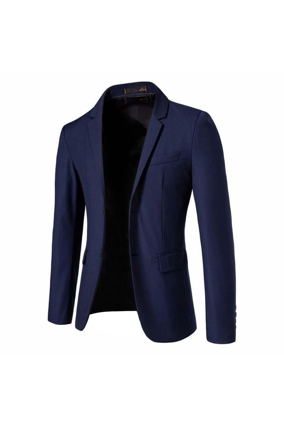 Single piece suit, solid color, single breasted collar, decorative pocket suit jacket Navy