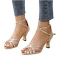 thumbnail image 1 of Miluxas Slim Heels for Womens Women's Fashion Stilettos Open Toe Pump Heel Sandals Rose Gold 9.5(43), 1 of 7