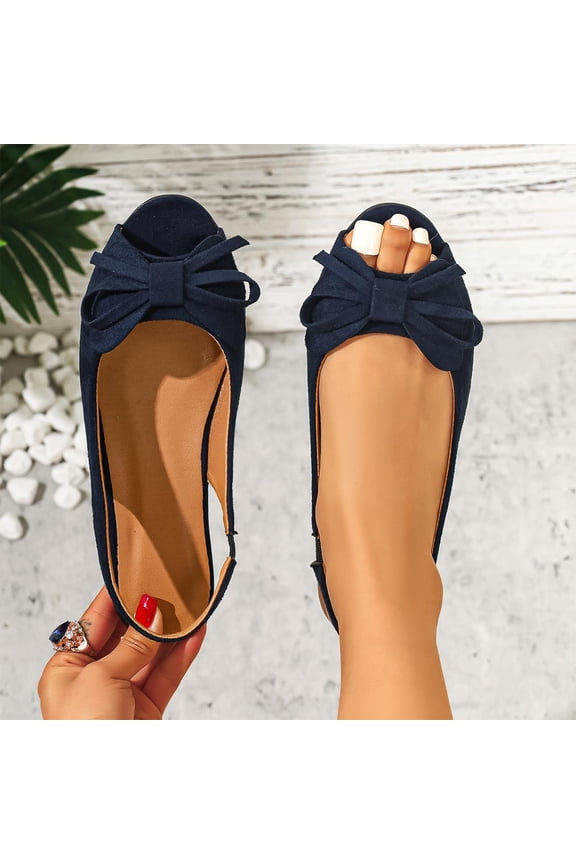 Slingback Flats for Women: Pointed Toe Bow Flats - Comfortable Dressy Casual Shoes for Work office Business Party Navy 9(42)