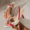 thumbnail image 1 of Miluxas Slingback Kitten Heels for Women Heeled Pumps Pointed Closed Toe Heels Vintage Stiletto Pumps Shoes Red 6.5(38), 1 of 9