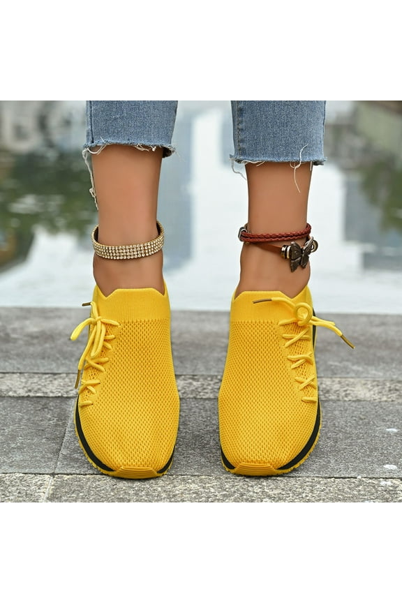 Slip On Shoes for Women - Casual Comfortable Walking Sneakers for Women with Memory Foam Yellow 6.5(38)
