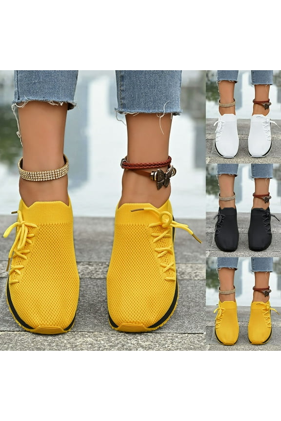 Slip On Shoes for Women - Casual Comfortable Walking Sneakers for Women with Memory Foam Yellow 9.5(43)