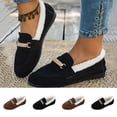 thumbnail image 1 of Miluxas Slip on Shoes Women Loafers Fleece Lined Warm Winter Suede Cotton Shoes Round Toe Walking Sneakers for Travel Brown 9.5(43), 1 of 8