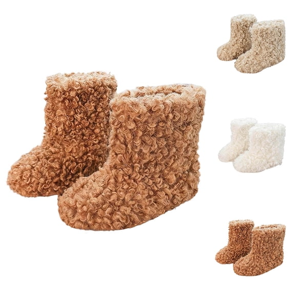 Miluxas Snow Boots for Toddler Girls Fluffy Mid Calf Boots Winter Warm Outdoor Flat Boots for Kids White 13(31)