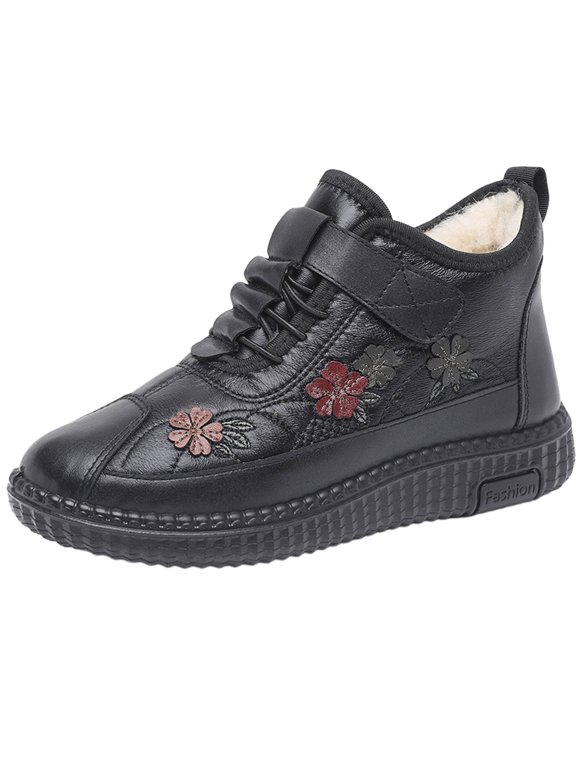 Snow Boots for Women Winter Warm Fleece Lining Water Resistant Soft Sole Anti Slip Shoes Comfortable Winter Shoes Black 8.5(41)