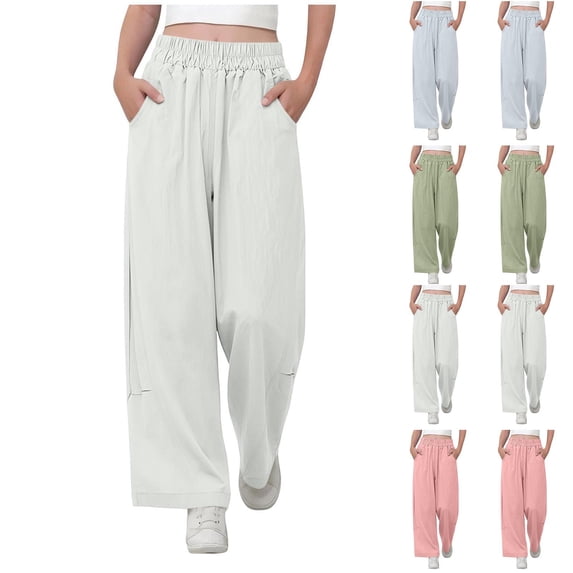 Miluxas Soft Pants for Girl Culottes Capris Wide Leg Palazzo Boho Pants Trousers Pink 15-16 Years