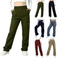 thumbnail image 1 of Miluxas Spring Wide Leg Cargo Pants for Women Loose Fit Elastic High Waisted Parachute Pants with Pockets Outdoor Sports Slacks Wine, 1 of 8
