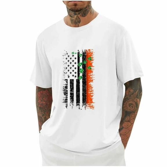 Miluxas St. Patrick’s Day Lucky Clover Tee | Funny Mens Graphic Tees | Unique & Trendy Funny Novelty T Shirts White