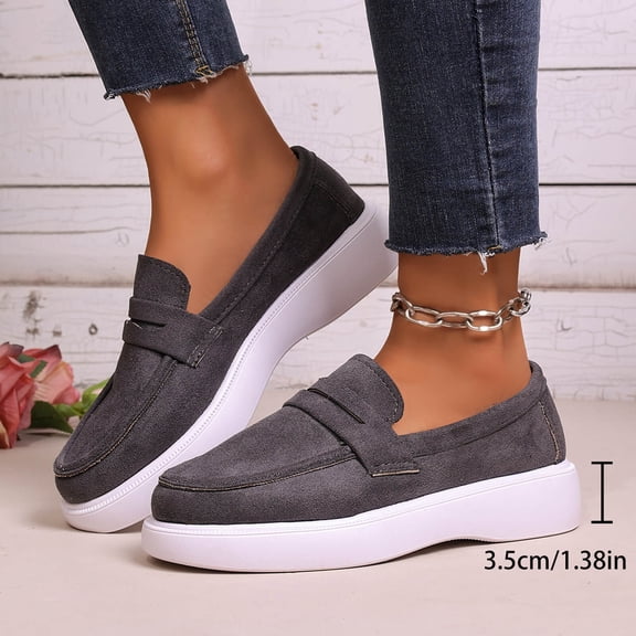 Miluxas Suede Loafers Flats for Women, Women’s Slip On Loafers, Comfortable & Lightweight Womens Dressy Casual Walking Shoes Gray 7(39)