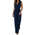 thumbnail image 1 of Miluxas Summer Jumpsuits for Women Dressy Casual Sleeveless One Piece Outfits High Waisted Wide Leg Pant Long Rompers Blue XL(XL), 1 of 9