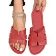 thumbnail image 1 of Miluxas Summer Sandals Clearance Women's Crocodile Embossed Flat Sandals Cross Strappy Open Toe Slide Sandals Red 7.5(40), 1 of 4
