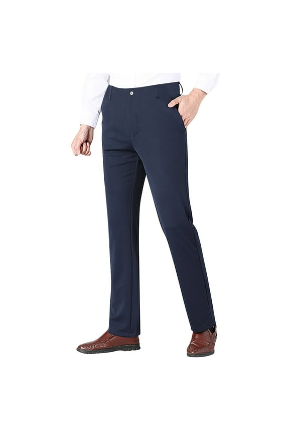 Super Stretch Ice Silk Comfort Everyday Pants, Men's Stretch Golf Pants Slim Fit Lightweight Trousers Blue