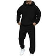 thumbnail image 1 of Miluxas Sweat Suits for Men Set 2 Piece Hoodie Jogger Long Sleeve Sweatsuits Hoodie and Pants Black 4(S), 1 of 9