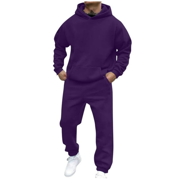 Miluxas Sweat Suits for Men Set 2 Piece Hoodie Jogger Long Sleeve Sweatsuits Hoodie and Pants